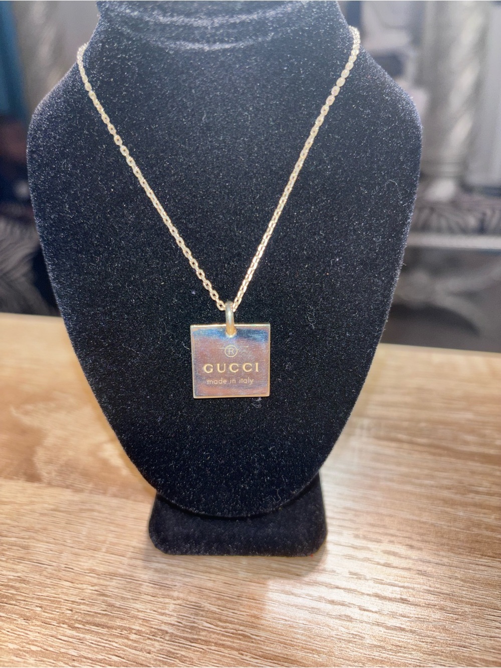 GUCCI Square Logo Pendant Necklace